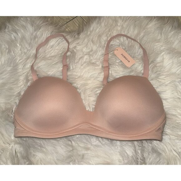 Dobreva Everyday Push Up Wireless Bra Padded Womens 34C Rose Beige F020B New Nwt - Picture 2 of 7
